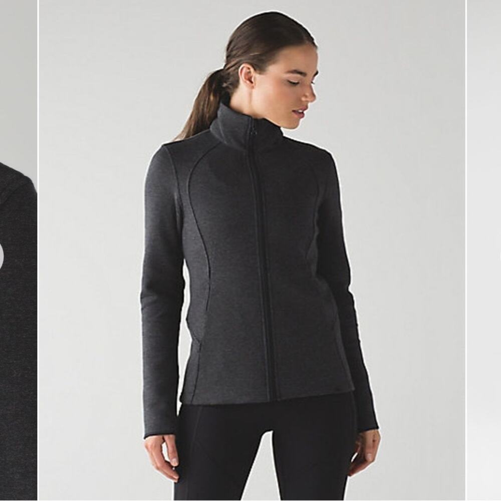 Lululemon insculpt jacket heathered dark grey black cotton thick cozy fall 12